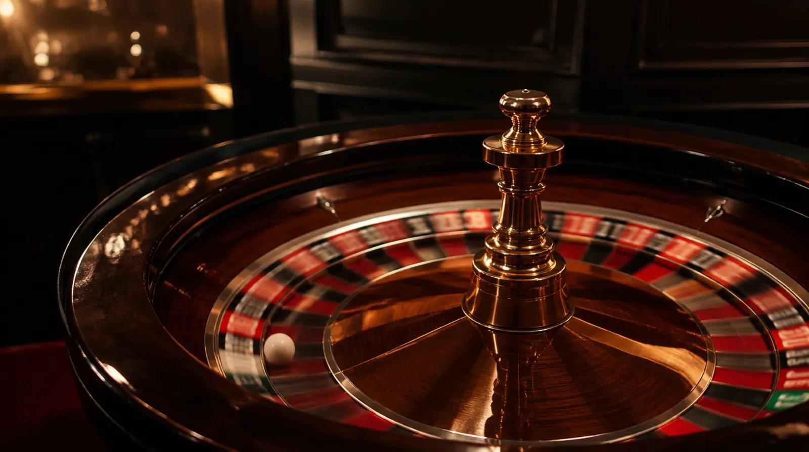 A single-zero roulette wheel spinning in a live casino studio