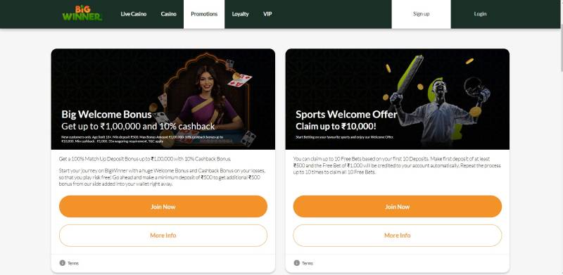 Bigwinner Casino Welcome Bonus