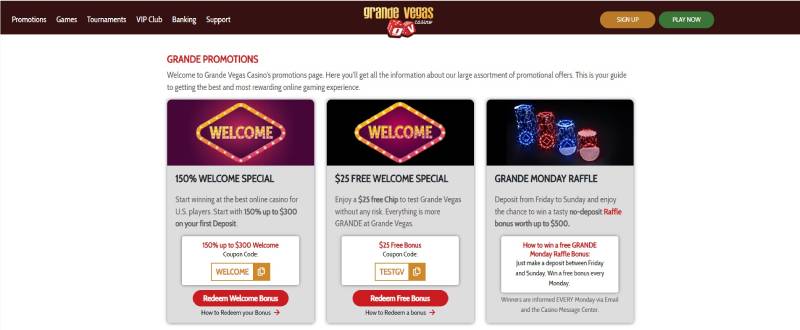 Grande Vegas Promotions