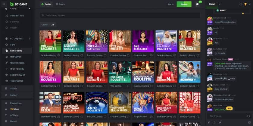 Bc.games Casino Live