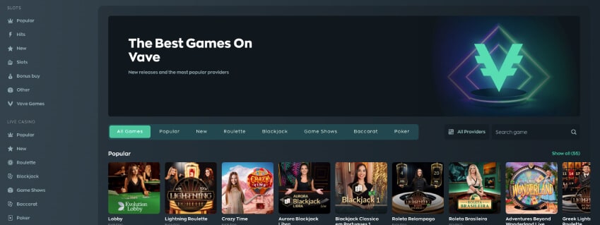 Vave Live Dealer Casino Games